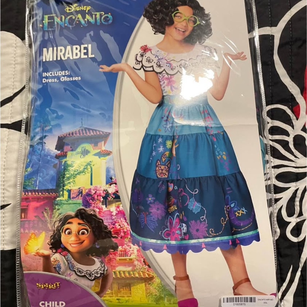Disney Encanto Mirabel Kids Costume - Blue Floral Dress with Glasses